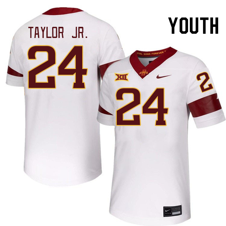 Youth #24 Quentin Taylor Jr. Iowa State Cyclones College Football Jerseys Stitched-White